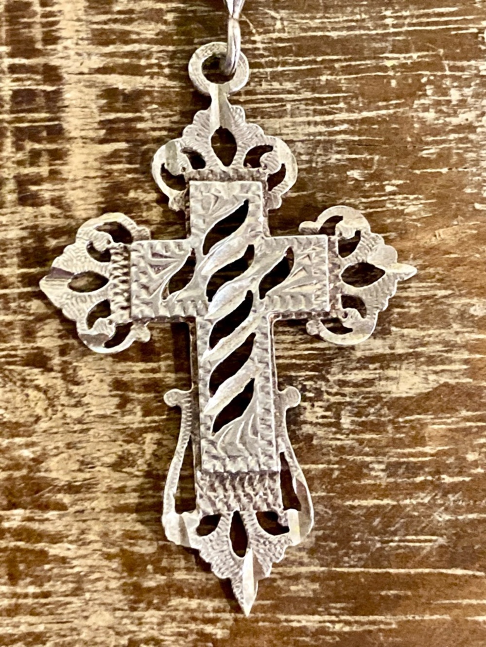 Sterling Silver Filigree Cross Pendant 2 1/8” - Picture 4 of 14
